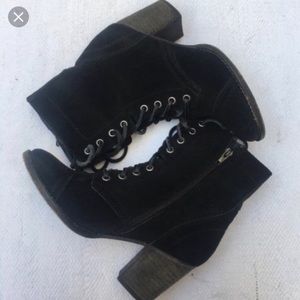 Black Suede Combat Boots Heels!!
